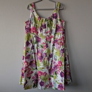 Dressbarn 18W Floral Fit & Flare Sundress Vibrant Garden Flower Style Dress